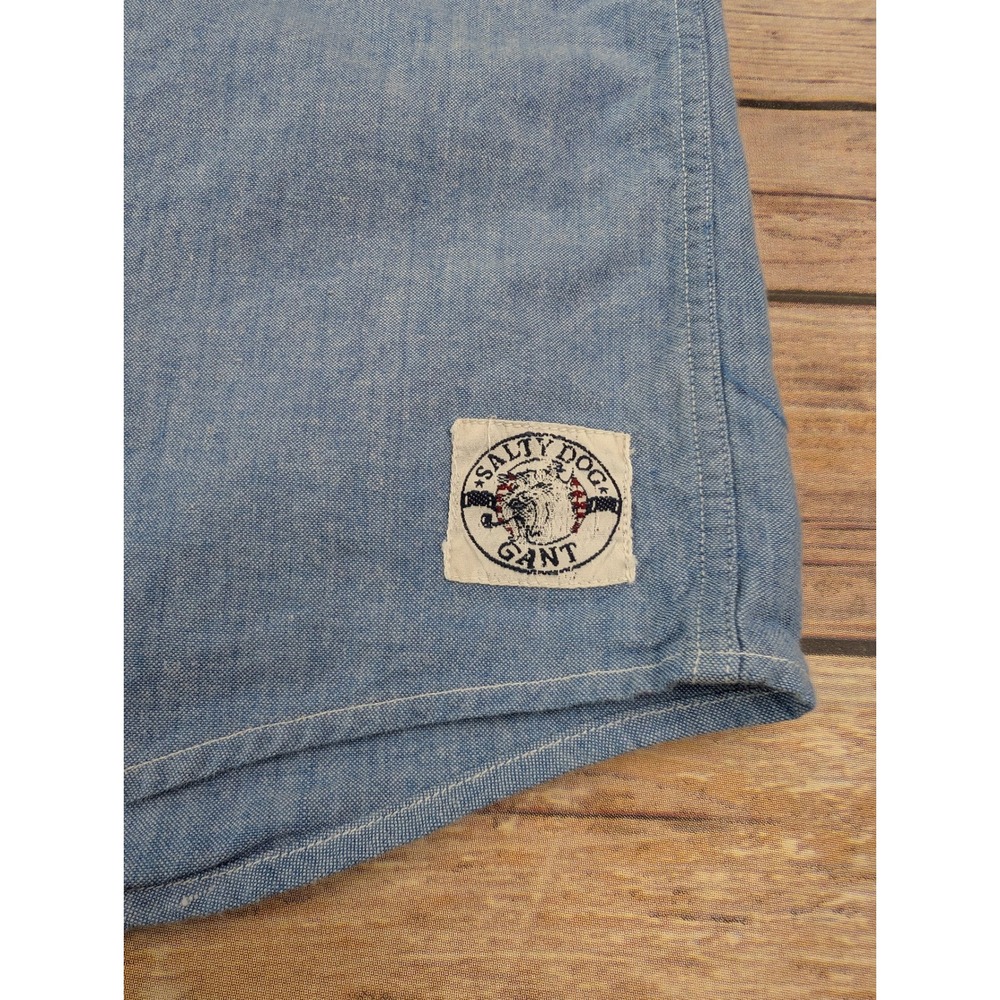 Vintage 90s GANT Salty Dog Chambray Shirt Mens L Blue Button Down Preppy - Picture 6 of 6